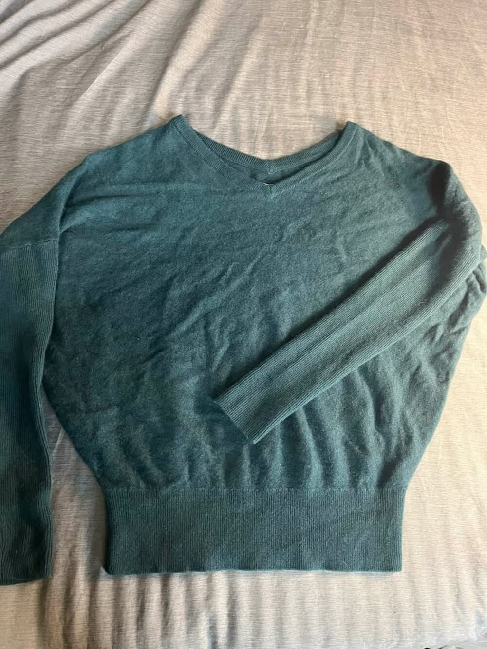 Maeve The Cashmere Collection Turquoise V-Neck Sweater Size XS